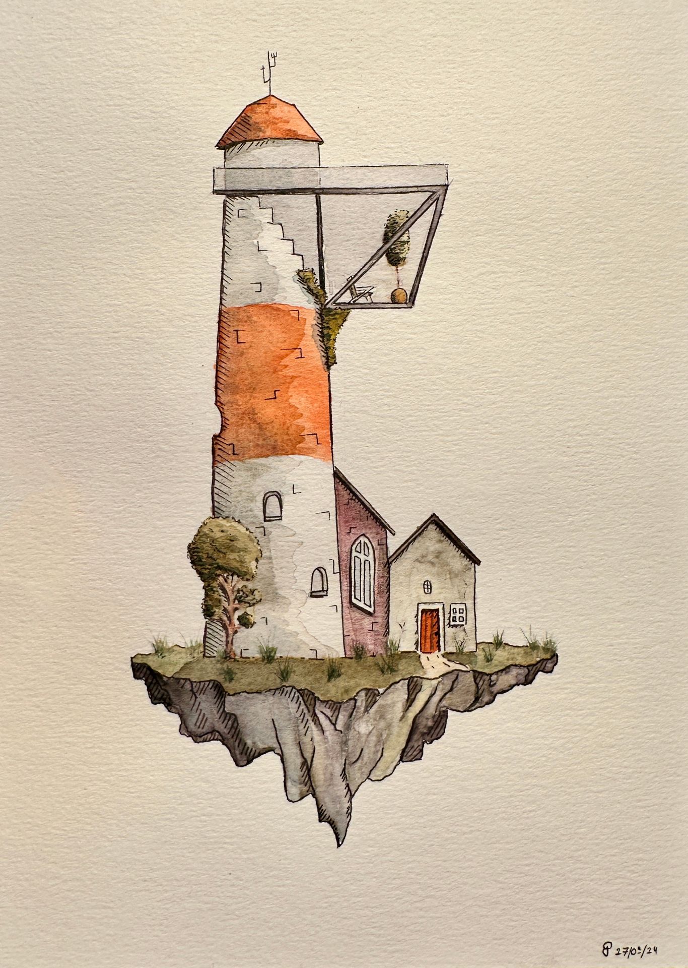Phare moderne Volant Aquarelle 01 Paul-Bieche-Phare moderne Volant Aquarelle 01
